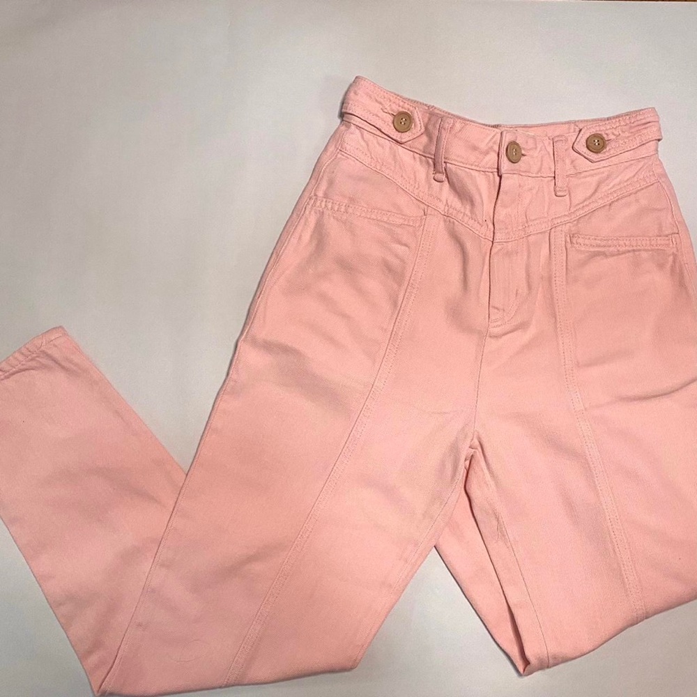 SOFT PINK FREE PEOPLE HIGH WAISTED PANTS